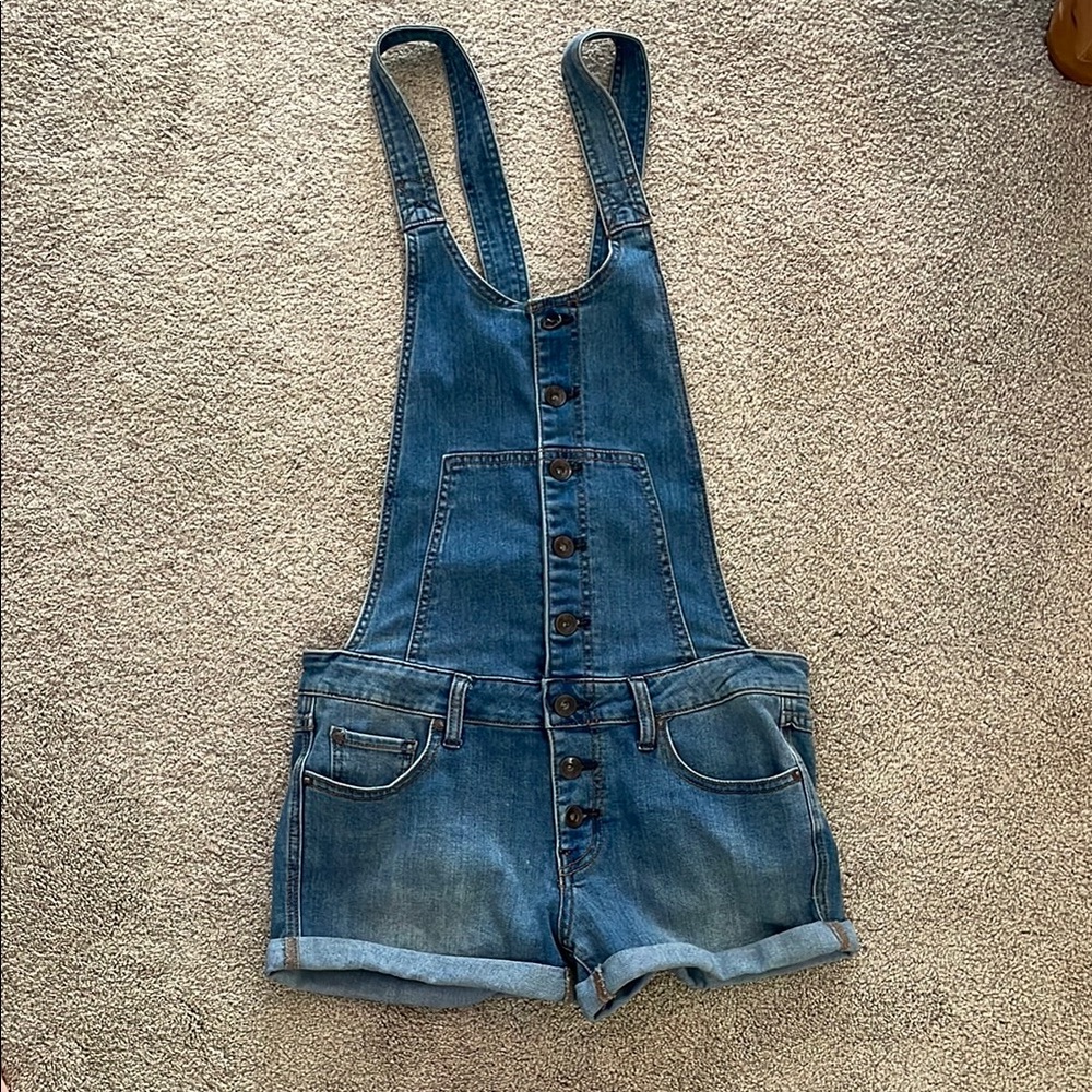 Free People Blue Denim overalls, 2 inch inseam